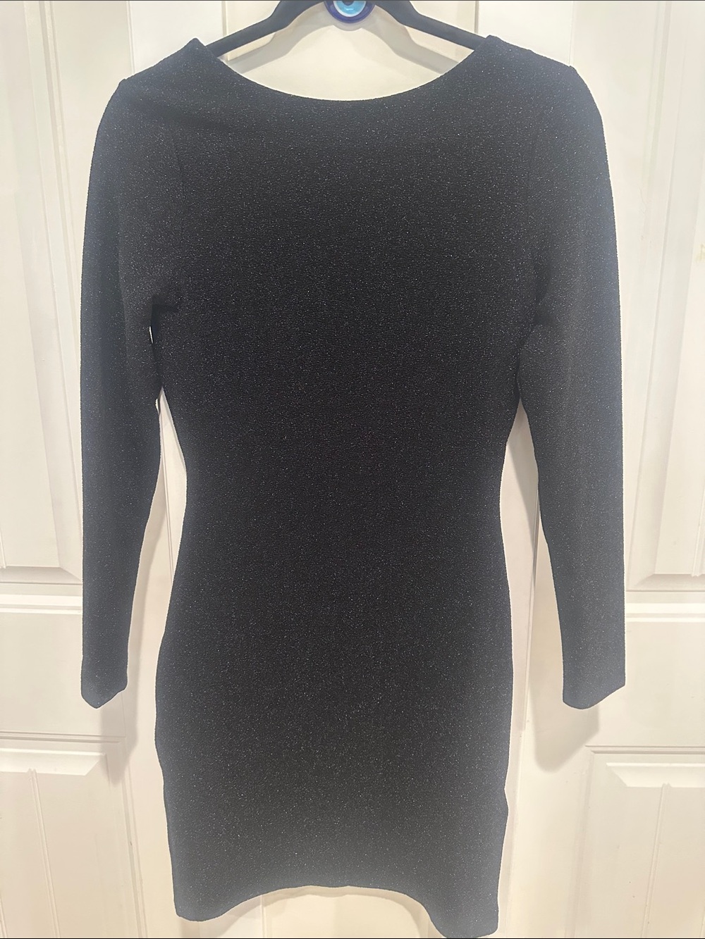 H&M Black Long-Sleeve Sparkle Sheath Dress